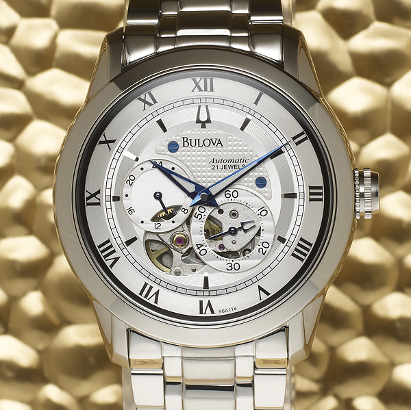 beautifully engineered Bulova wristwatch, product photography